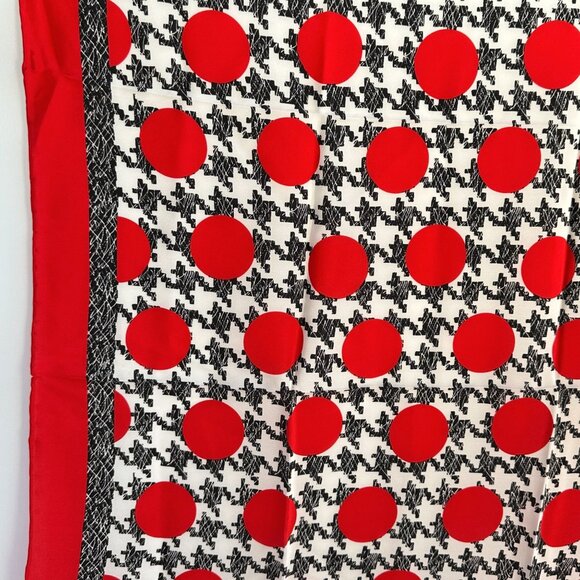 Bill Blass Polka Dot Silk Scarf, Houndstooth, 34x34 NWT Vintage - Picture 7 of 8